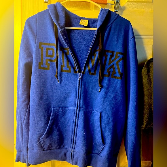 Pink And Blue Rose Floral Women's Zip Up Hoodie